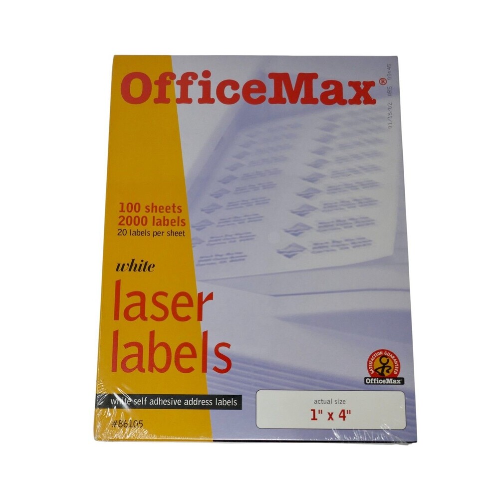 OfficeMax 86105 Avery 5161 White 1x4 Self Adhesive Address Laser Labels NEW